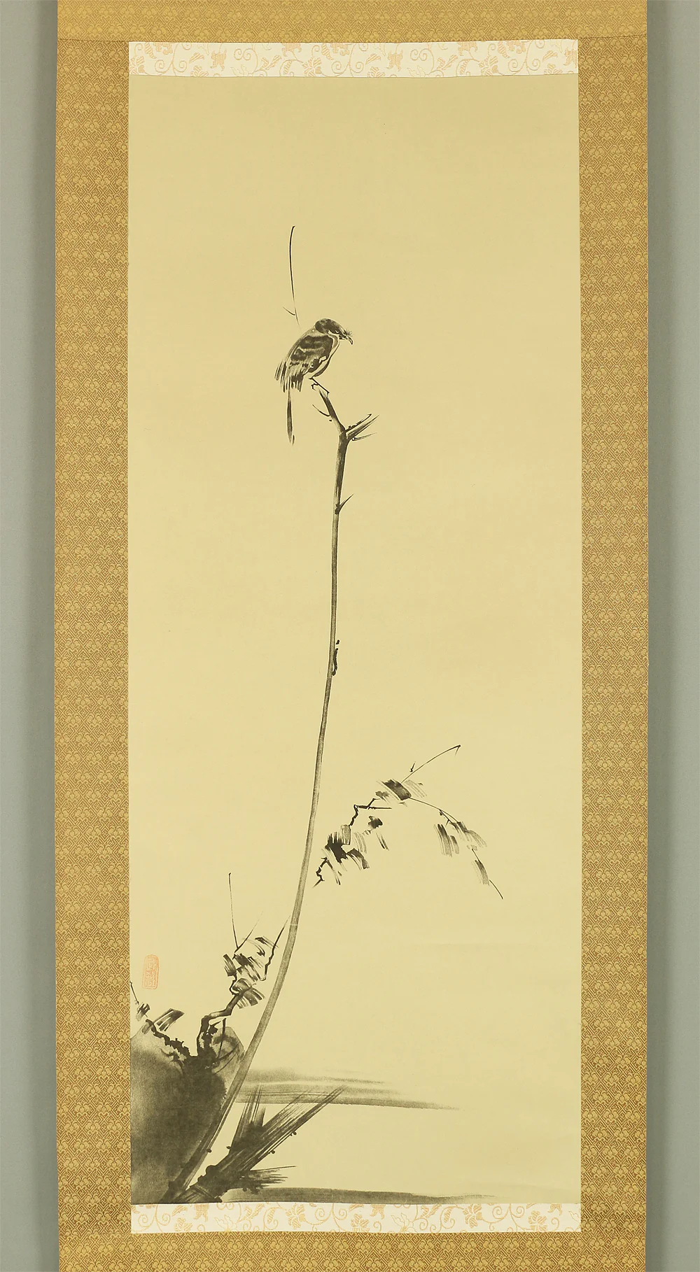 Reproduction Print 宮本武蔵 MIYAMOTO MUSASHI Japanese art kakejiku kakemono wall hanging scroll / Shrike on the bare tree with Original Box W868 - Image 3