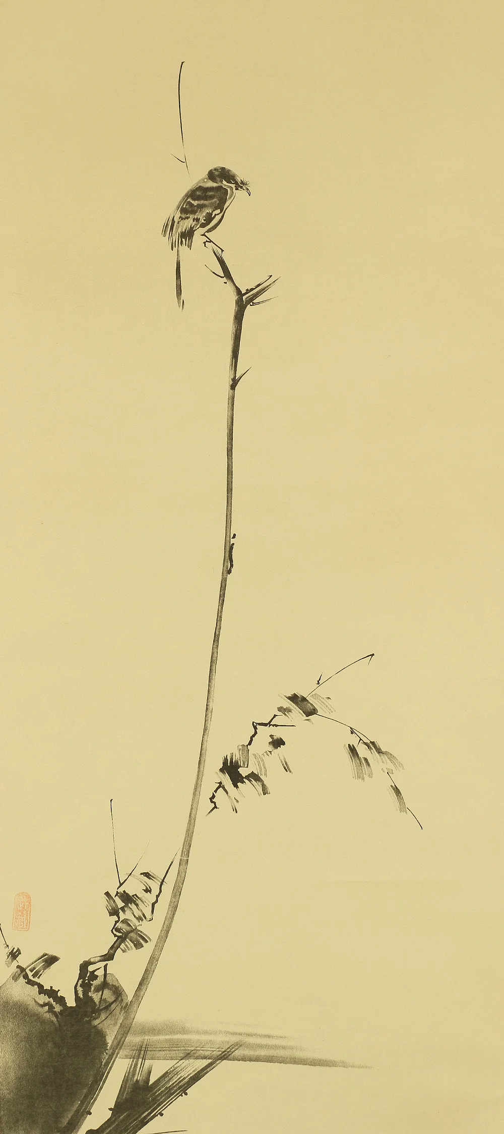 Reproduction Print 宮本武蔵 MIYAMOTO MUSASHI Japanese art kakejiku kakemono wall hanging scroll / Shrike on the bare tree with Original Box W868 - Image 5