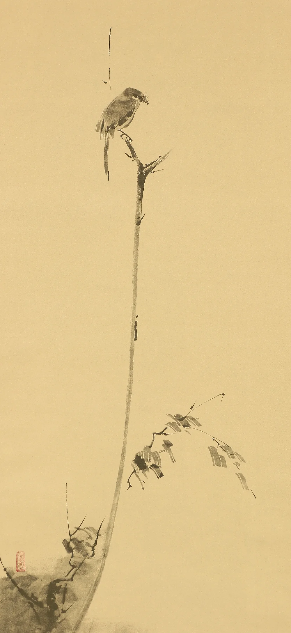 Reproduction Print 宮本武蔵 MIYAMOTO MUSASHI Shrike on bare tree with Box A136 / Japanese art kakejiku kakemono wall hanging scroll - Image 4