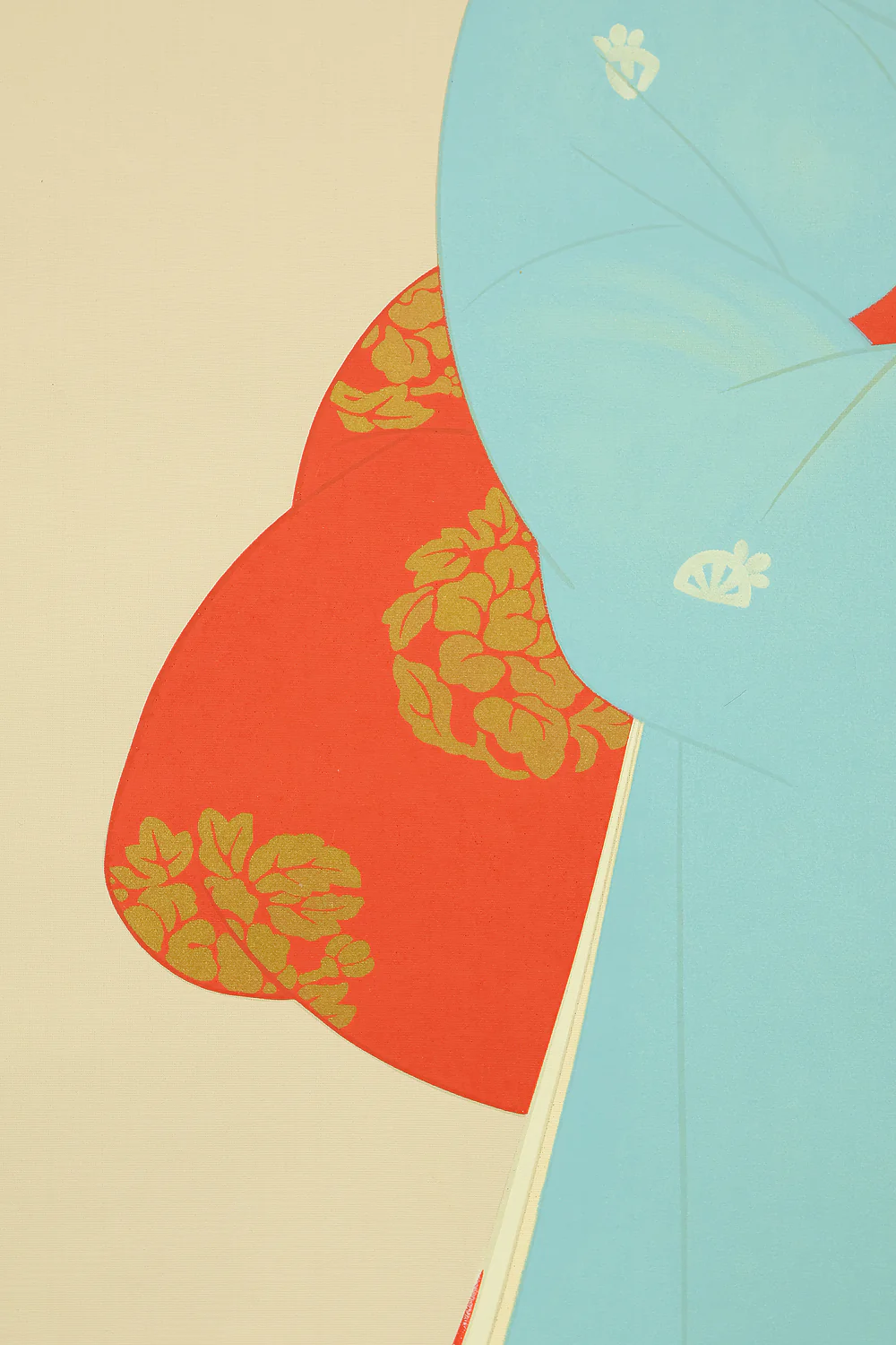 Reproduction Silkscreen Print 上村松園 Uemura Shoen (1875-1949) Japanese art kakejiku kakemono wall hanging scroll / 春信 Harunobu - Beautiful Kimono Woman Holding Cherry Branch published by 上村淳之 Uemura Atsushi Edition Number 115/380 -1996 with Box RD833 - Image 13