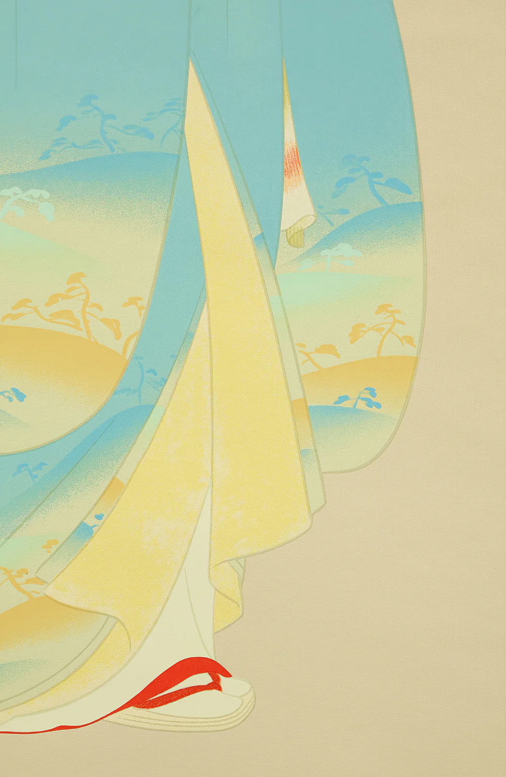 Reproduction Silkscreen Print 上村松園 Uemura Shoen (1875-1949) Japanese art kakejiku kakemono wall hanging scroll / 春信 Harunobu - Beautiful Kimono Woman Holding Cherry Branch published by 上村淳之 Uemura Atsushi Edition Number 115/380 -1996 with Box RD833 - Image 15