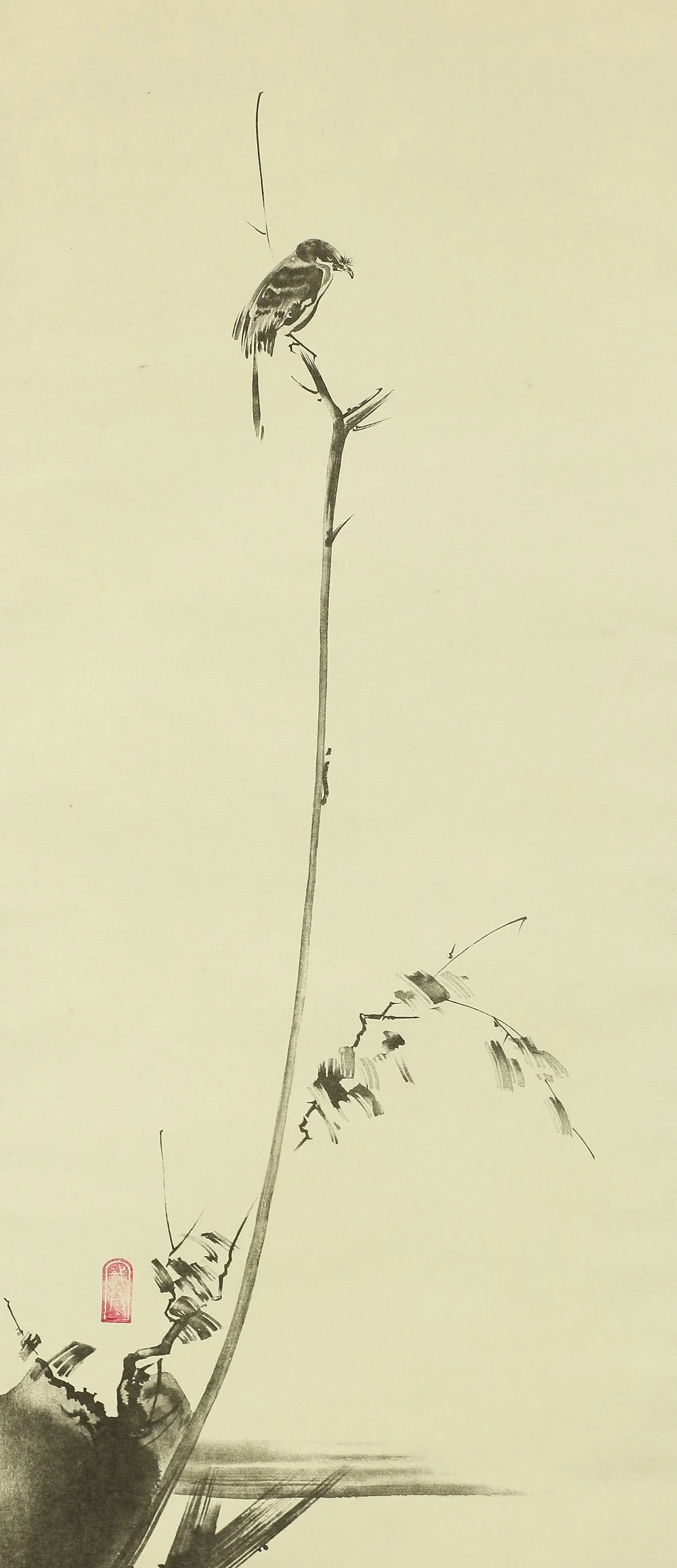 Reproduction Print 宮本武蔵 MIYAMOTO MUSASHI Shrike on the bare tree with Original Box W621 / Japanese art kakejiku kakemono wall hanging scroll - Image 4