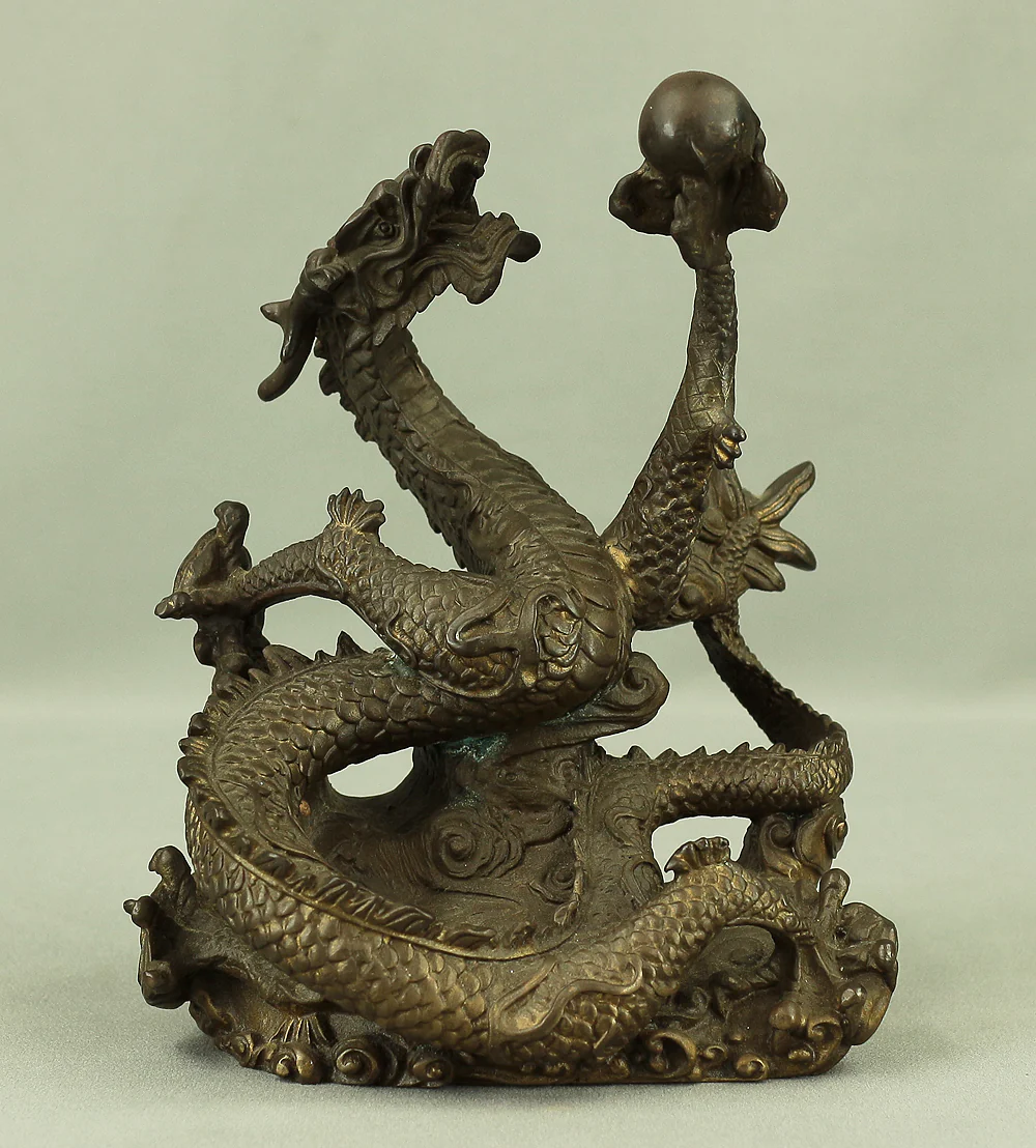 Rising Dragon Holding Cintamani (Nyoi Hoju) Okimono Figurine VA429 - Image 2
