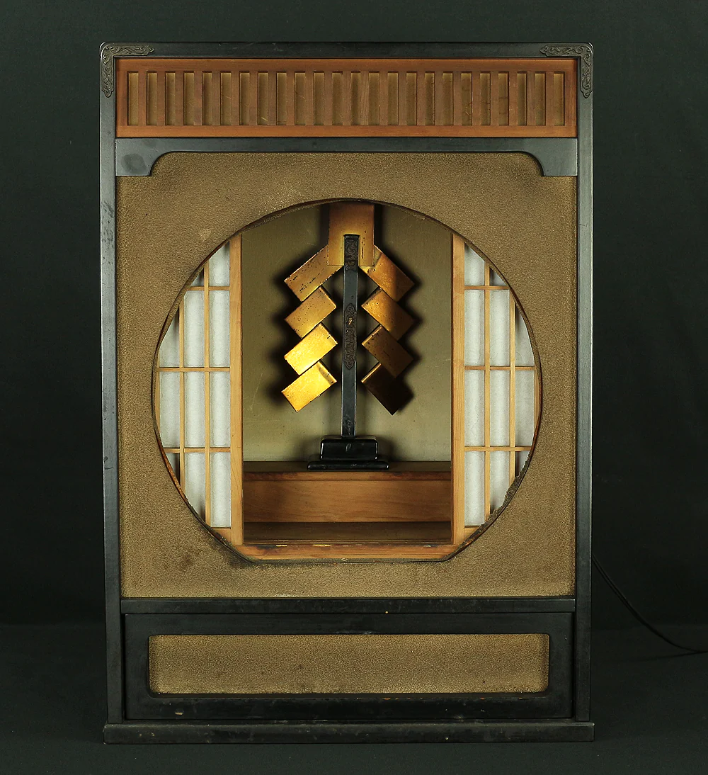 Round Window Shoji Sliding Double Doors Butsudan Buddhist Altar Lighted VA500 - Image 2
