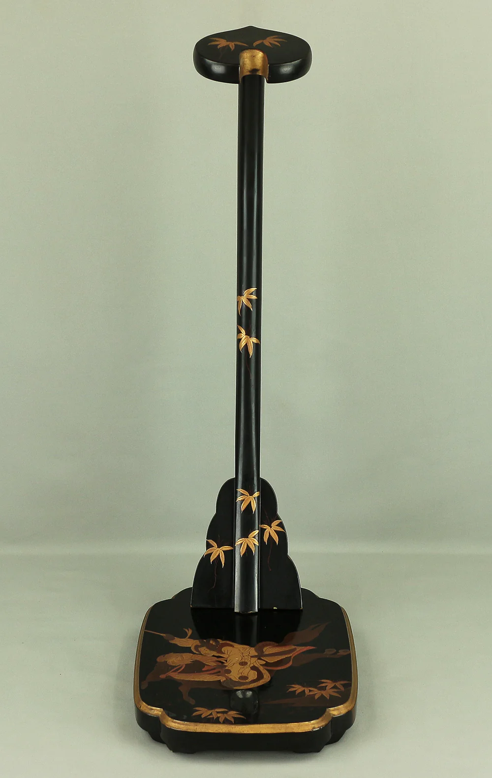 'Samurai Musha Warrior on Horseback' Gold Lacquer Makie Katanakake Wooden Rack Stand for Katana Nihonto Japanese Sword VA307 - Image 2