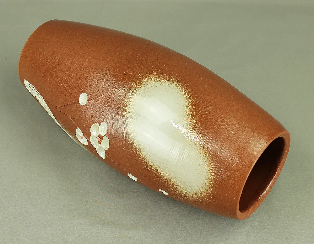 Shigaraki ware 三彩 Sansai 'White Plum' Flower Vase with Original Box (Tomobako) VA382 - Image 14