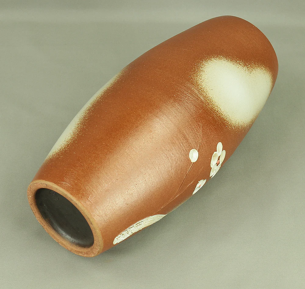 Shigaraki ware 三彩 Sansai 'White Plum' Flower Vase with Original Box (Tomobako) VA382 - Image 15