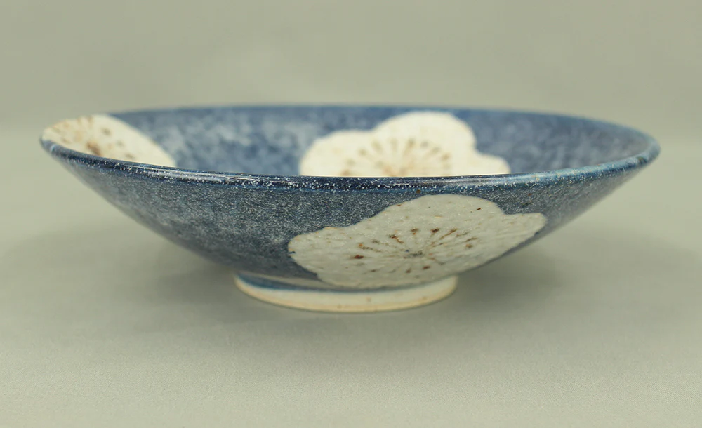 Shino ware White Plum Patterned Pastry Plate with Box VA821 - Image 6