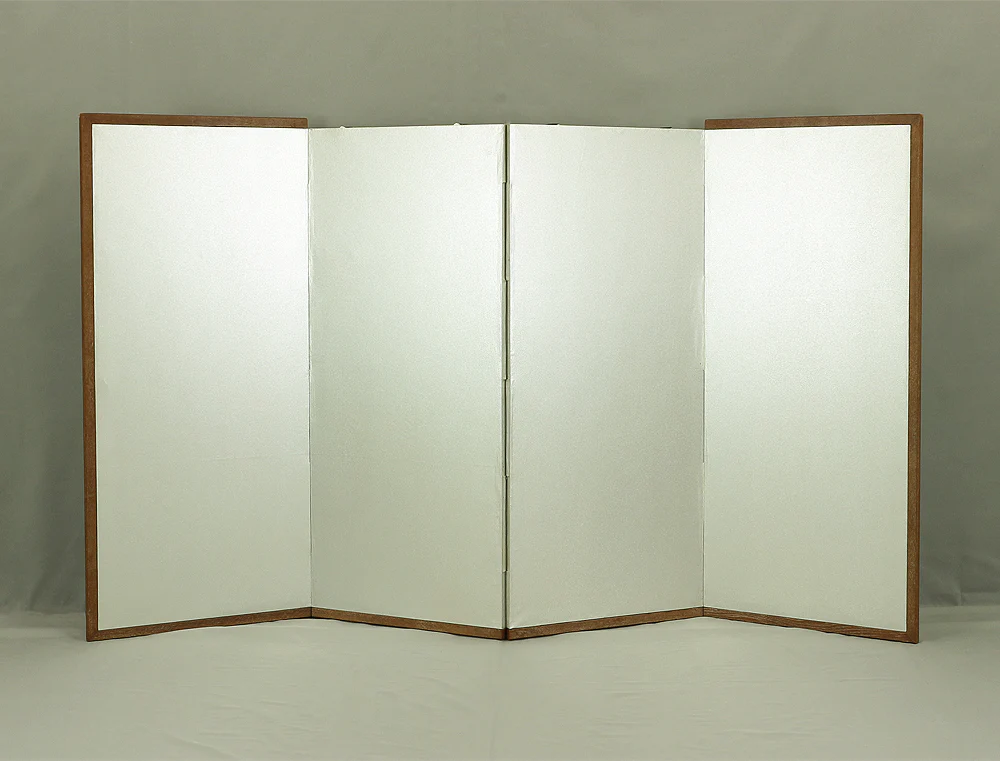 Small Silver Leaf Room Divider Byobu Four Panels Folding screen VA300