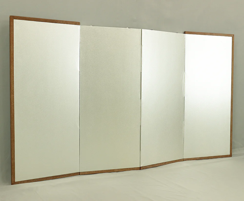 Small Silver Leaf Room Divider Byobu Four Panels Folding screen VA300 - Image 13