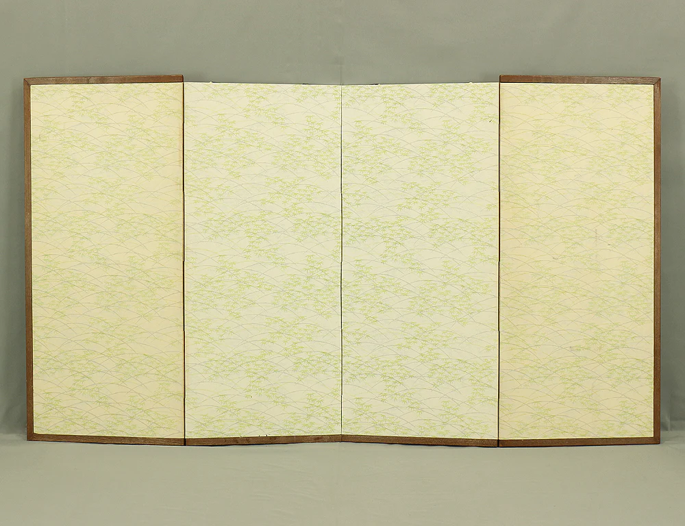 Small Silver Leaf Room Divider Byobu Four Panels Folding screen VA300 - Image 18
