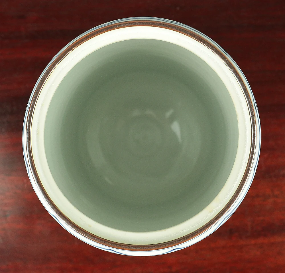 Sometsuke (Blue and White pottery) Okegawa Mizusashi Container 祥堂 Shodo with Original Box (Tomobako) / Japanese tea-ceremony utensil V752 - Image 11