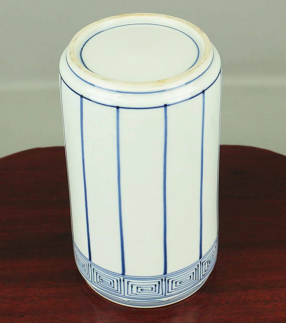 Sometsuke (Blue and White pottery) Okegawa Mizusashi Container 祥堂 Shodo with Original Box (Tomobako) / Japanese tea-ceremony utensil V752 - Image 12