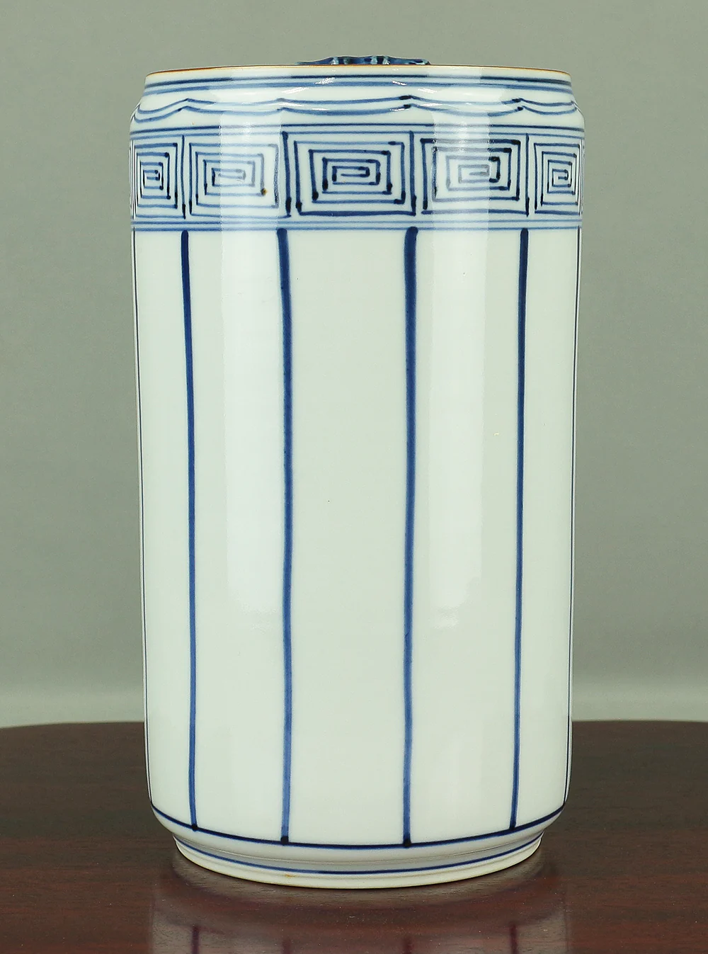 Sometsuke (Blue and White pottery) Okegawa Mizusashi Container 祥堂 Shodo with Original Box (Tomobako) / Japanese tea-ceremony utensil V752 - Image 8
