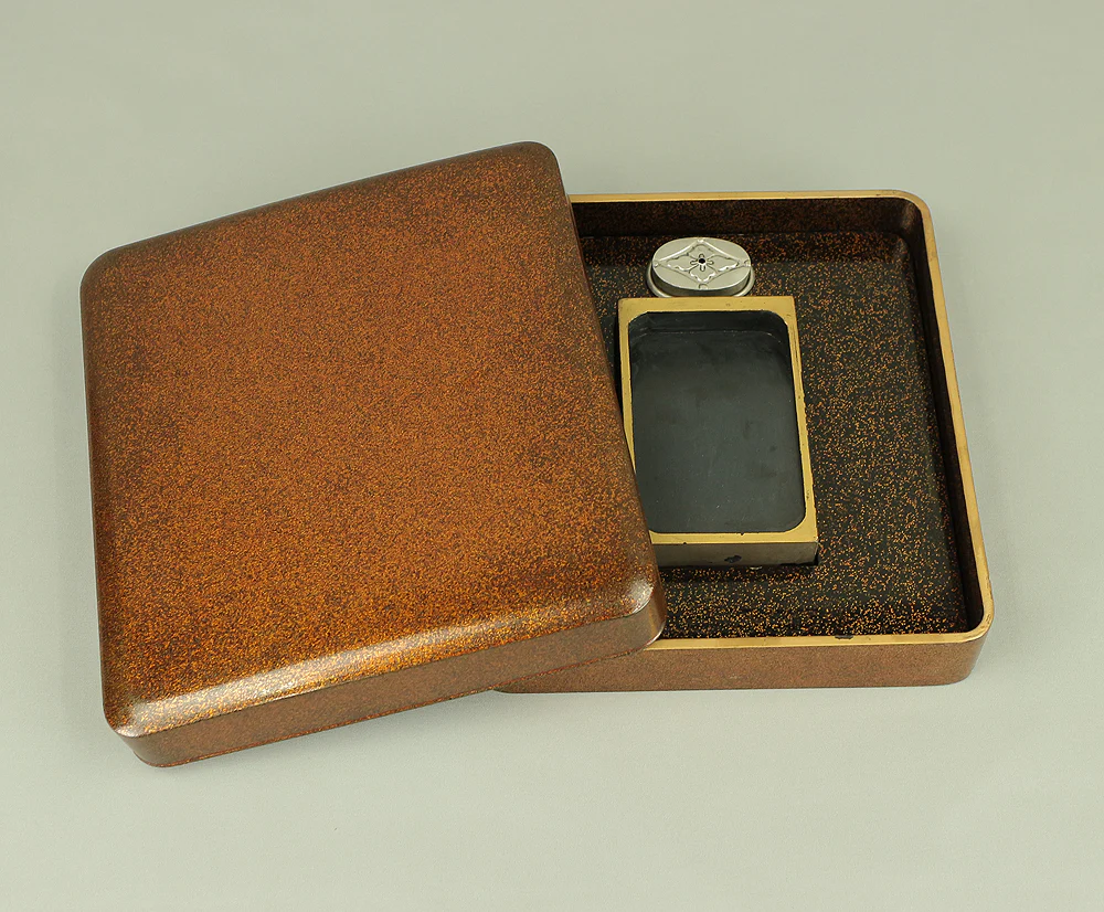 Suzuribako 硯箱 (Writing Inkstone Box) Richly Decorated Throughout with Nashi-ji Maki-e with Black Box VA304