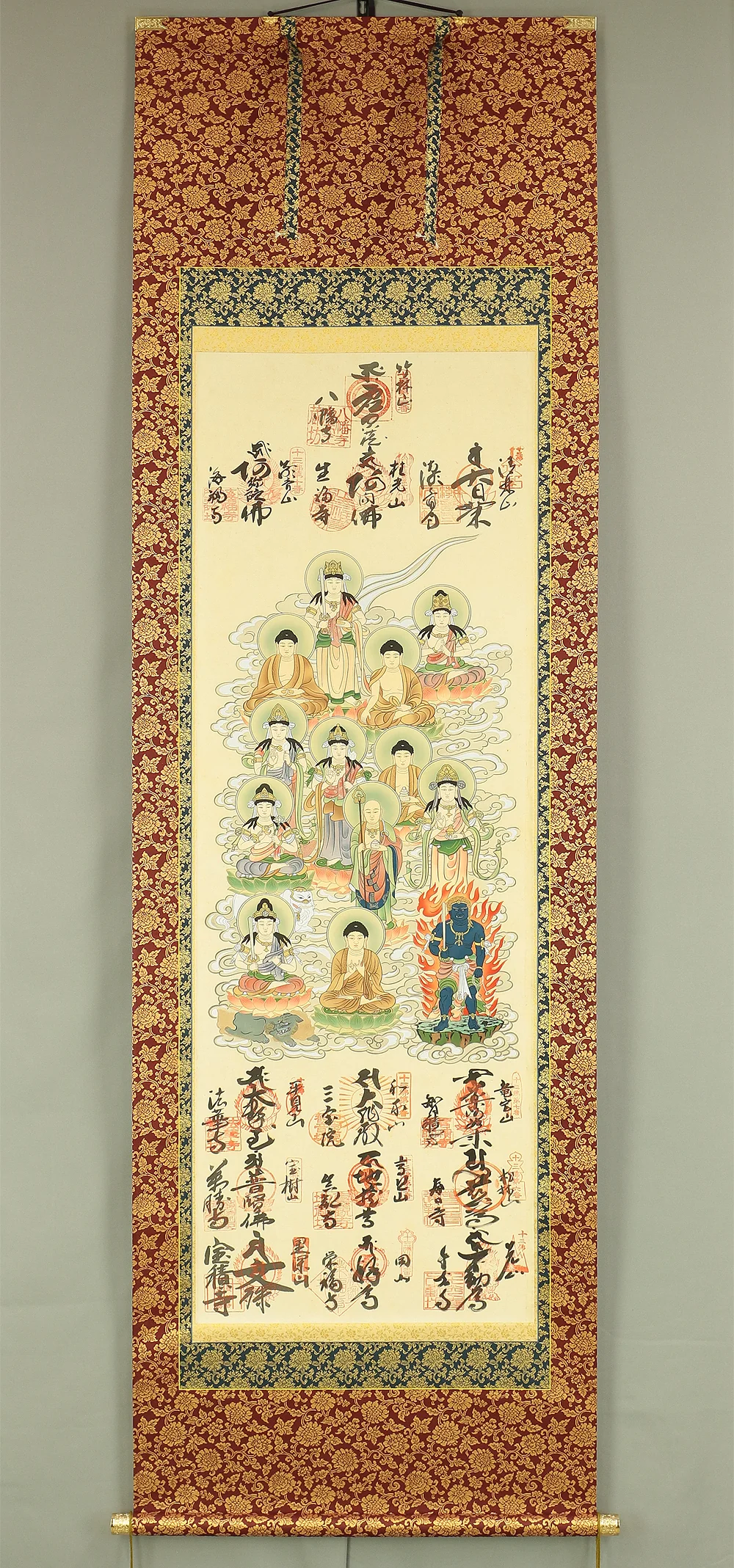 Awaji Island Thirteen Buddhas and Bodhisattvas 淡路島十三仏霊場 with Original Box (Tomobako) / Japanese Buddhism Hanging scroll RC614 - Image 2