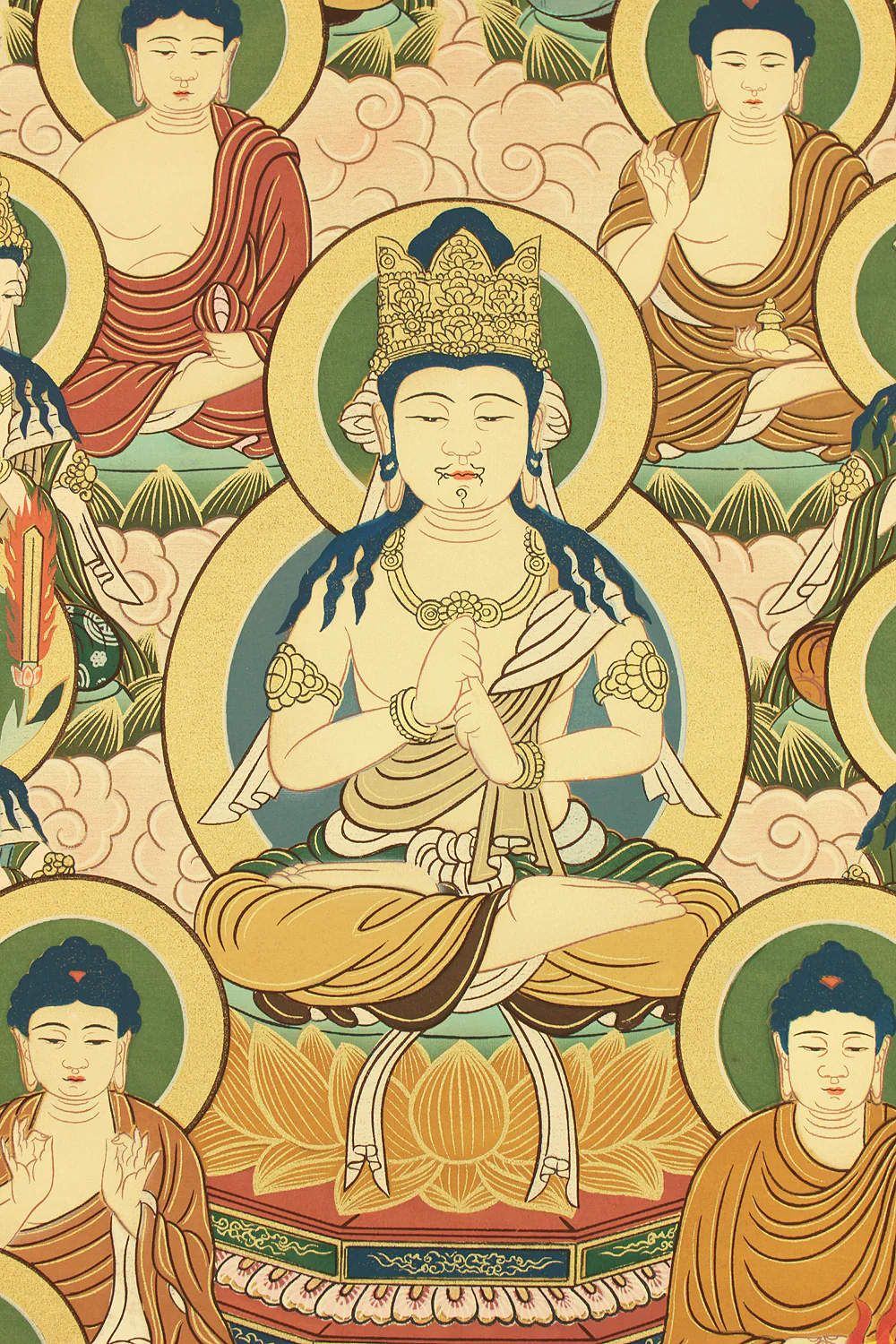 Thirteen Buddhas and Bodhisattvas Kobo Daishi Kukai with Box / Japanese Buddhism Hanging scroll RC865 - Image 8