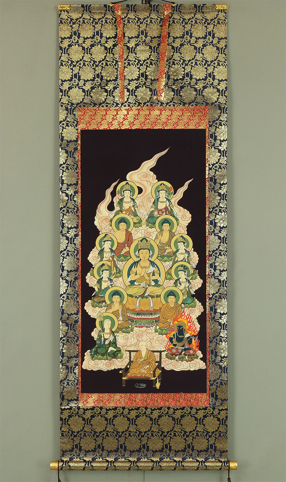Thirteen Buddhas and Bodhisattvas with Box / Japanese Buddhism Hanging scroll RA801 - Image 2