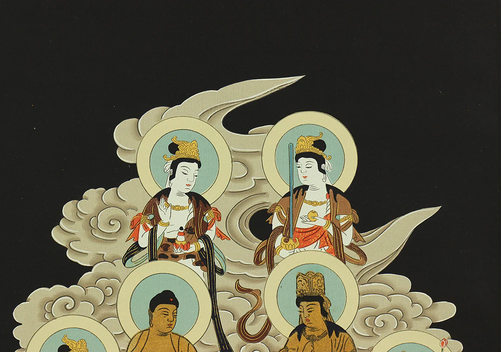 Thirteen Buddhas and Bodhisattvas with Original Box (Tomobako) / Japanese Buddhism Hanging scroll RC542 - Image 5