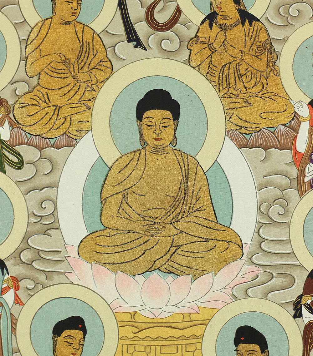 Thirteen Buddhas and Bodhisattvas with Original Box (Tomobako) / Japanese Buddhism Hanging scroll RC542 - Image 7