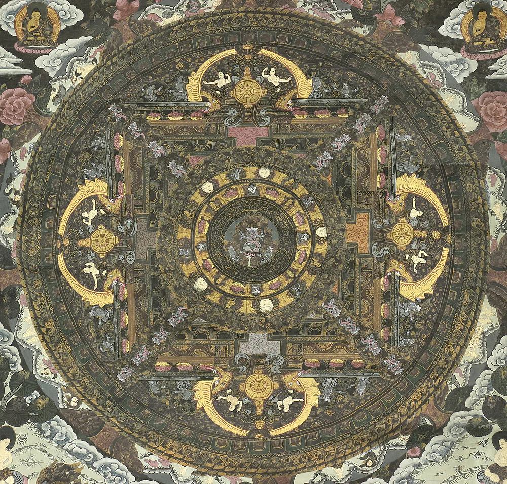 Tibetan Buddhism painting art hanging scroll / Thangka Tanka Deity mandala A717 - Image 12