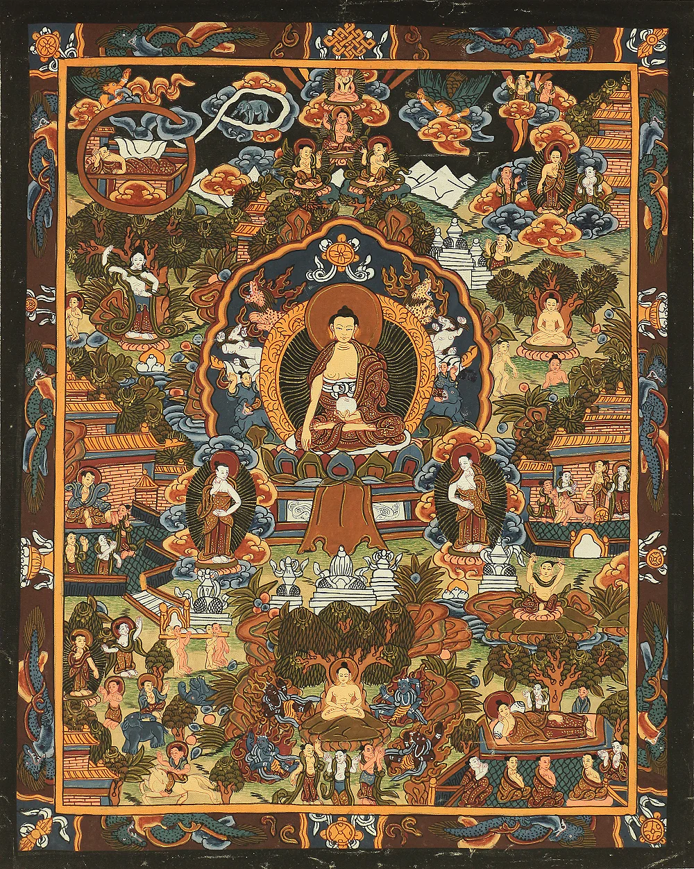 Tibetan Buddhism painting art kakejiku kakemono hanging scroll / Thangka Tanka Deity mandala with Box W493