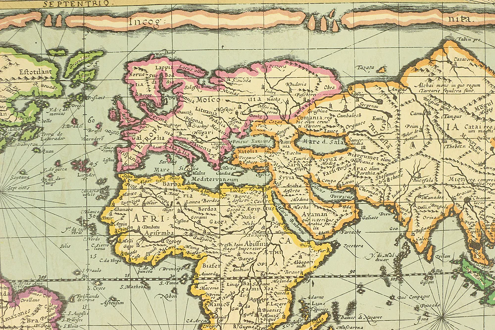 Totivs Orbis Cogniti Vniver Salis Descriptio - The World by Gerard and Cornelis de Jode, 1589 - Reproduced with permission of Rand McNally &amp; Company from maps in the Library of Congress. M202 - Image 10