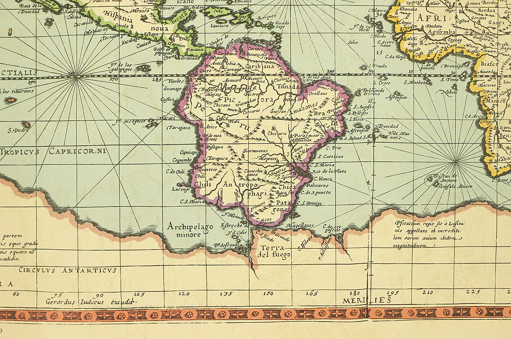 Totivs Orbis Cogniti Vniver Salis Descriptio - The World by Gerard and Cornelis de Jode, 1589 - Reproduced with permission of Rand McNally &amp; Company from maps in the Library of Congress. M202 - Image 14