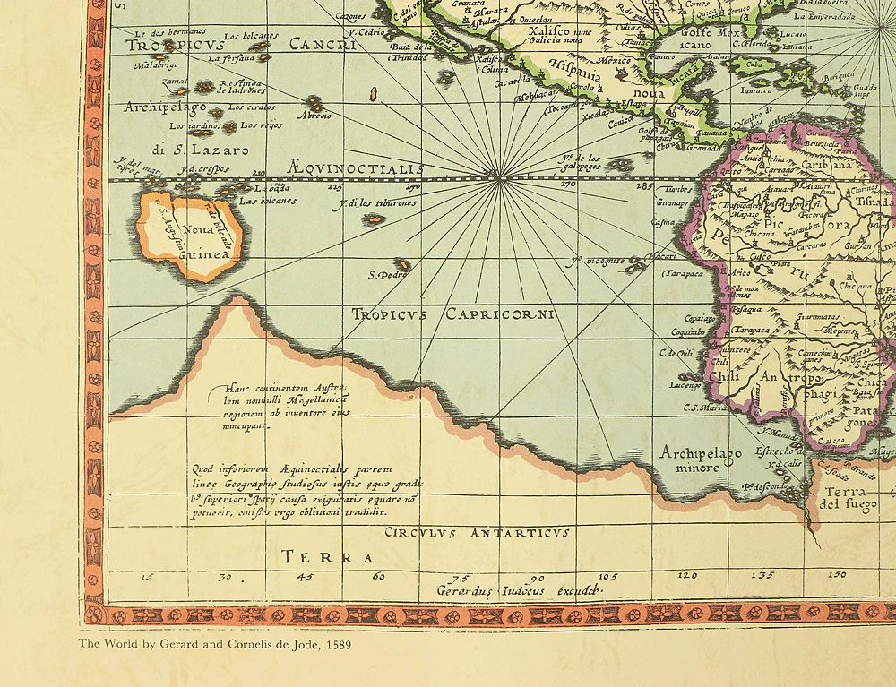 Totivs Orbis Cogniti Vniver Salis Descriptio - The World by Gerard and Cornelis de Jode, 1589 - Reproduced with permission of Rand McNally &amp; Company from maps in the Library of Congress. M202 - Image 16