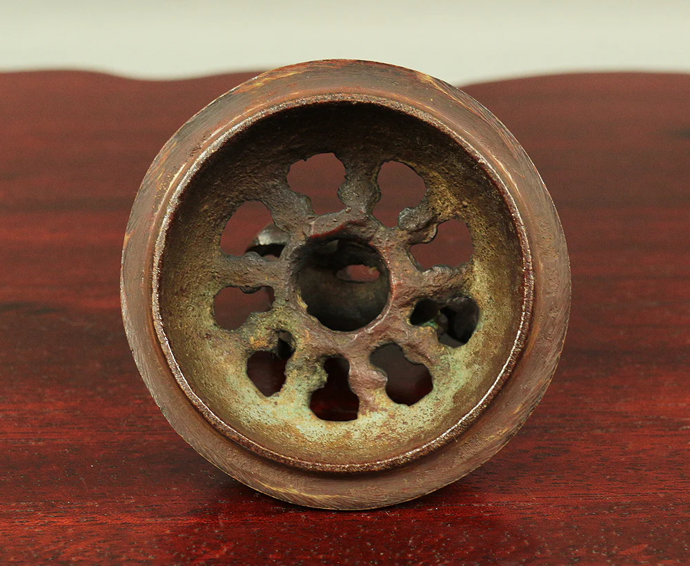Tripod Openwork Shishi lion foo dog Casting copper incense burner 村田宏 Murata Hiroshi (b1936) - 瑞峰 Zuiho / Japanese tea ceremony utensil tool with Original Box V526 - Image 17