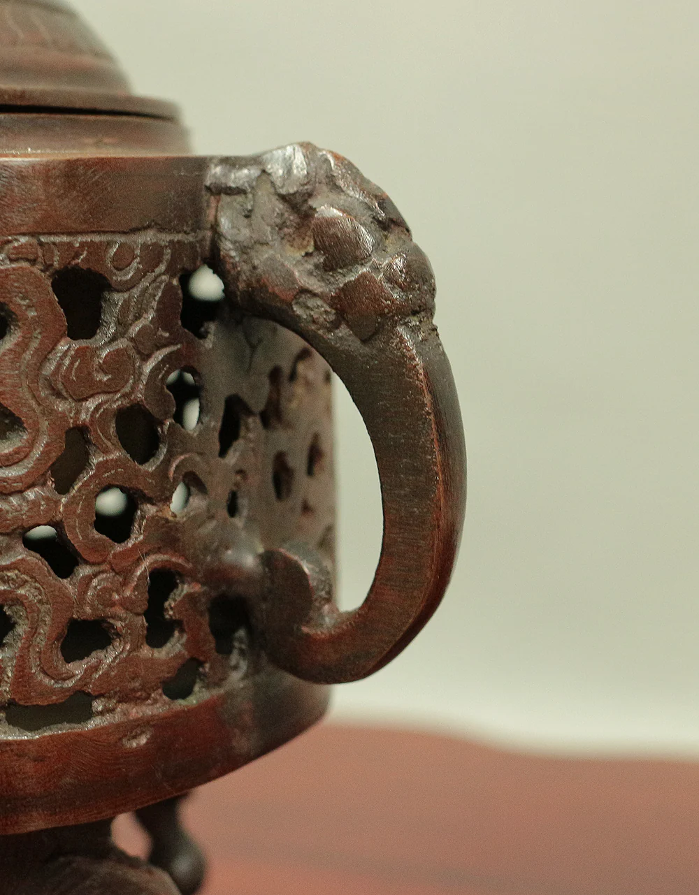 Tripod Openwork Shishi lion foo dog Casting copper incense burner 村田宏 Murata Hiroshi (b1936) - 瑞峰 Zuiho / Japanese tea ceremony utensil tool with Original Box V526 - Image 9
