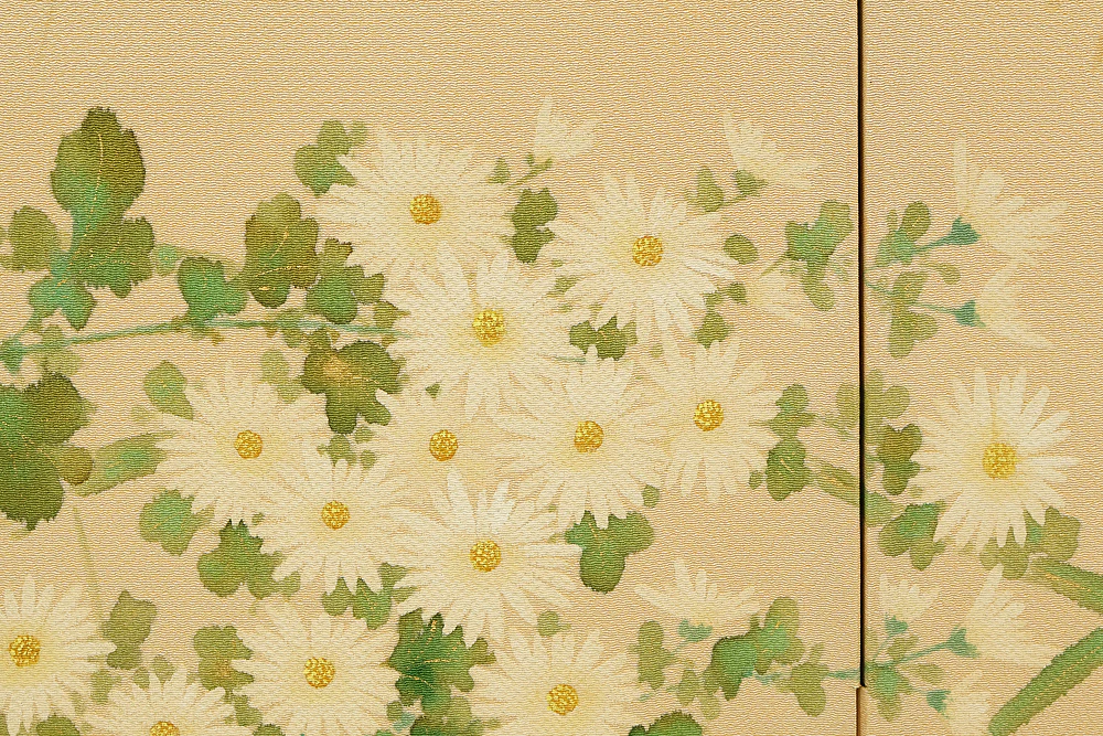Two Little Birds and Autumn Flowers Chrysanthemums Pampas Grass Byobu Two Panels Folding Screens Room Dividers VA954 - Image 18