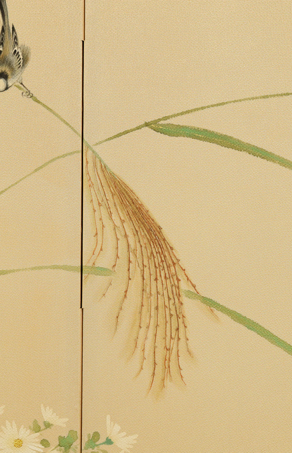 Two Little Birds and Autumn Flowers Chrysanthemums Pampas Grass Byobu Two Panels Folding Screens Room Dividers VA954 - Image 22