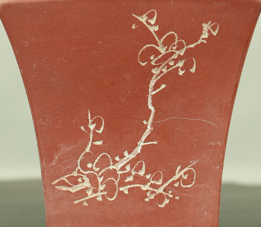 Unglazed Reddish Brown Square Chinese Bonsai pot VA564 - Image 8