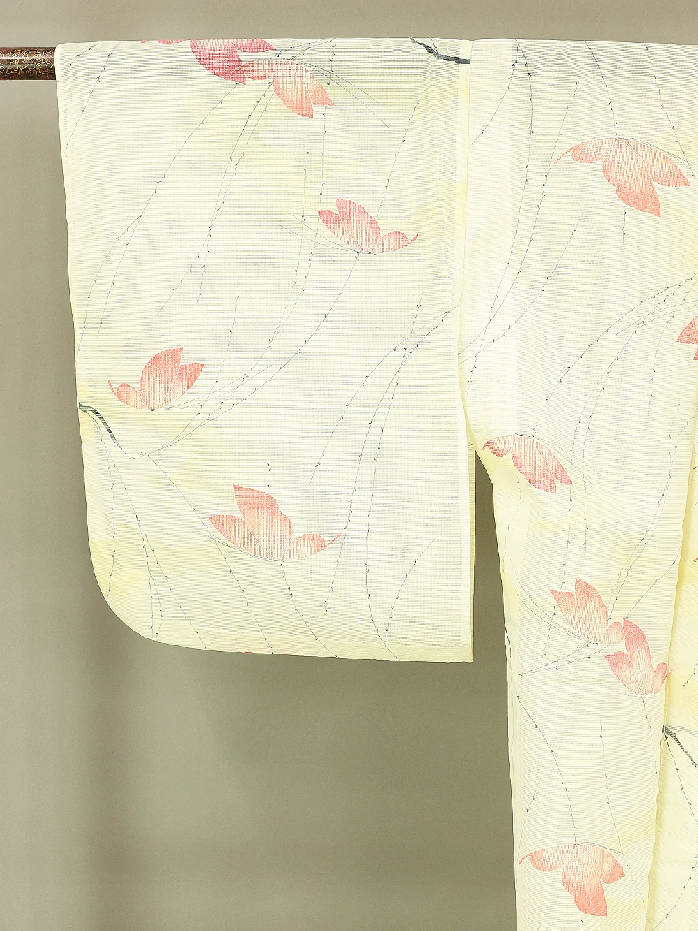 Usumono Japanese Kimono Thin For Summer with White based color Pattern Willows and Butterflies KI163 - Image 10