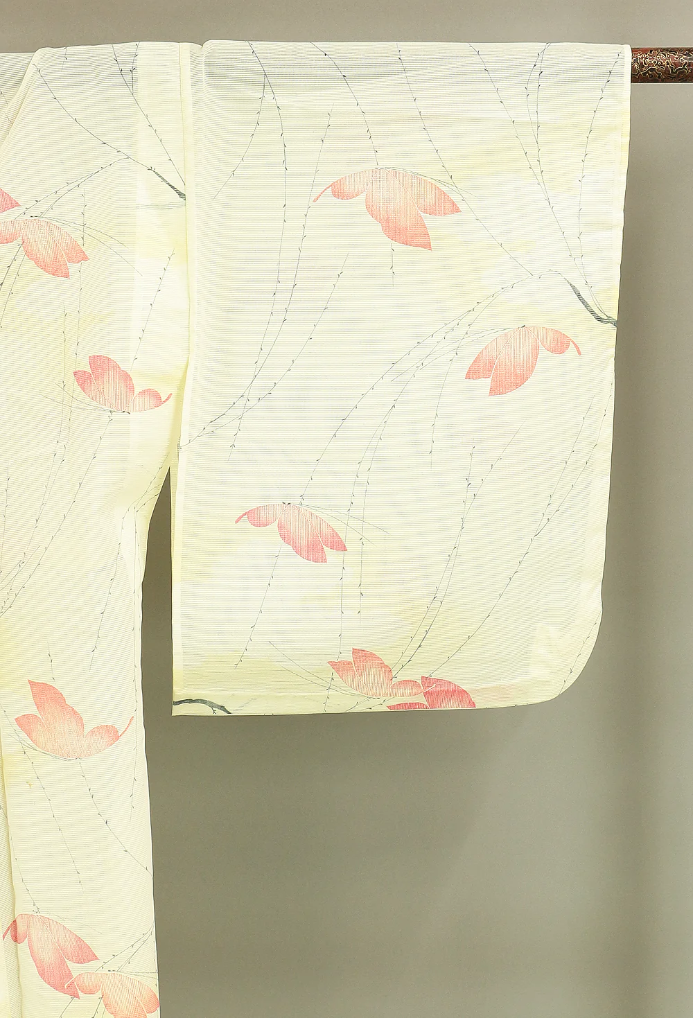 Usumono Japanese Kimono Thin For Summer with White based color Pattern Willows and Butterflies KI163 - Image 12