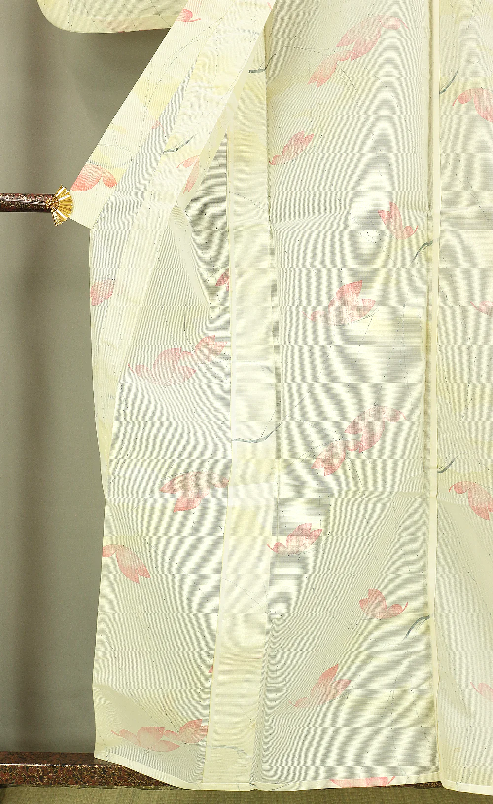 Usumono Japanese Kimono Thin For Summer with White based color Pattern Willows and Butterflies KI163 - Image 14