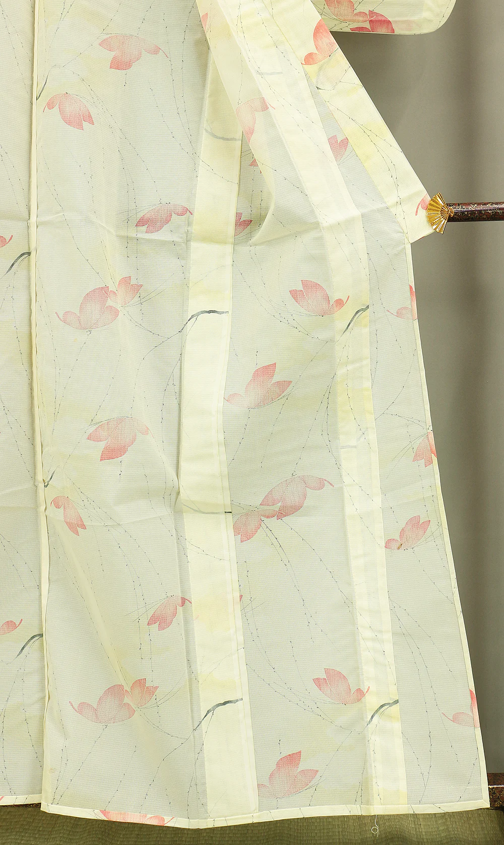 Usumono Japanese Kimono Thin For Summer with White based color Pattern Willows and Butterflies KI163 - Image 15