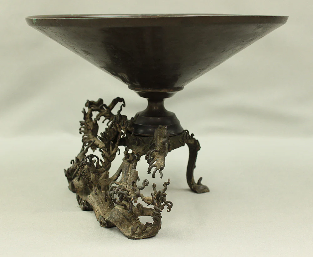 Wave-Shaped Legs Bronze Vase Ikebana Vase Usubata Suehiro Hanaike 末廣花生 VA807 - Image 7